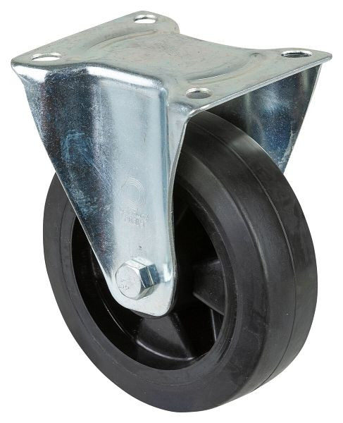 BS rollen transportrol, vaste rol, wielbreedte 50 mm, wiel-Ø 160 mm, draagvermogen 250 kg, zwarte elastische banden, kunststof, rollager, L410.B60.160