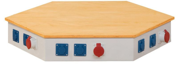 ANKE energy attachment side length 535mm; 170 mm hoog; 6-Eck groep werkbank; per zijde: 1xCEE-aansluiting met deksel; 2x Schuko-contactdoos met deksel, 900.083