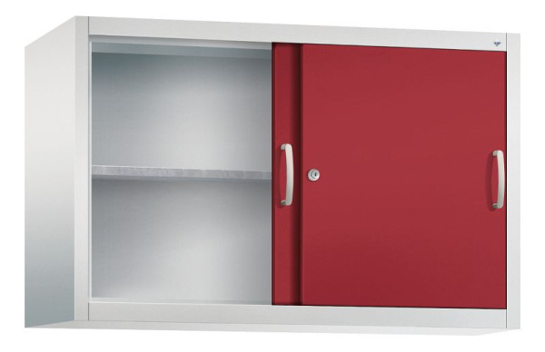 C+P bovenkast Acurado, H790xB1200xD400mm, kleur: lichtgrijs/robijnrood, beugelgreep, 2 niveaus, 2045-09 S10042