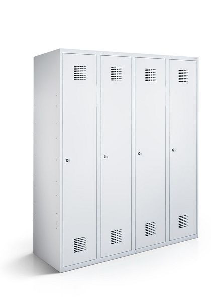 KEMMLIT lockerkast met 4 vakken 40cm met gesloten bodem, lichtgrijs 7035, draaibare sluiting, 100100