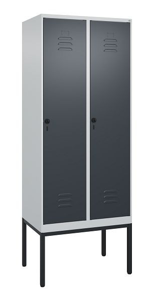 C+P Umkleidespind Classic PLUS, Gestell, 2 Abteile, 2120x800x500mm, 7035/7016, Drehriegel, 0800307-22 S10008