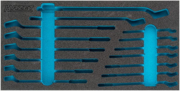 Hazet 2-componenten zacht schuim inleg, voor 163-428/15 Afmetingen / lengte: 342 mm x 172 mm Organisatiesysteem maat: 1/3 (342 x 172 mm), 163-428L