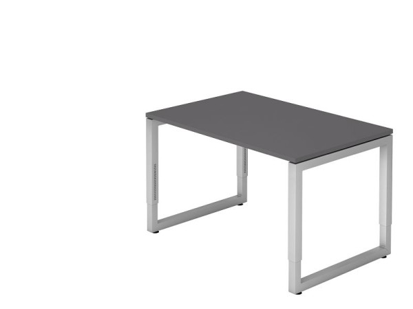 Hammerbacher bureau O-voet vierkant 120x80cm grafiet, rechthoekige vorm met zwevend tafelblad, VRS12/G/S