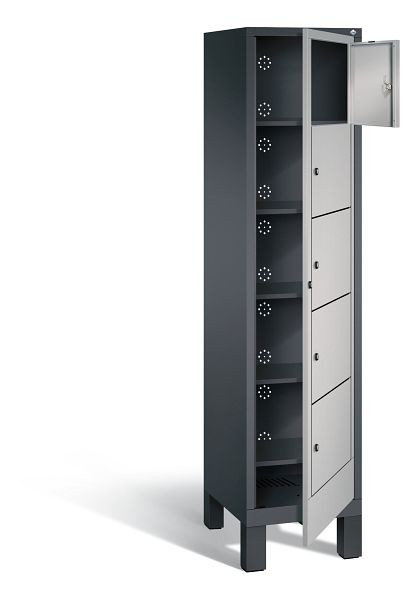 C+P wasverzamelkast Evolo, H1850xW420xD500mm, kleur: zwart-grijs/wit aluminium, 48060-105 S10070