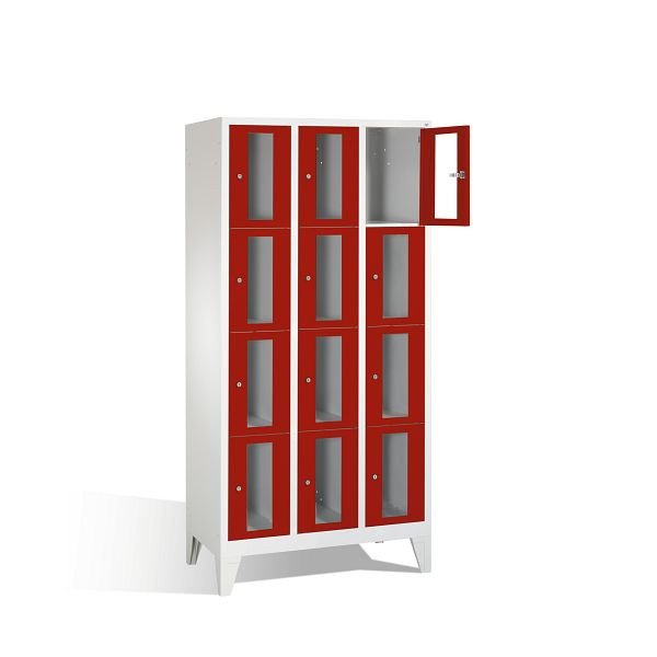 C+P lockerkast Classic, H1850xB900xD500mm, kleur: lichtgrijs/robijnrood, 8010A304 S10001