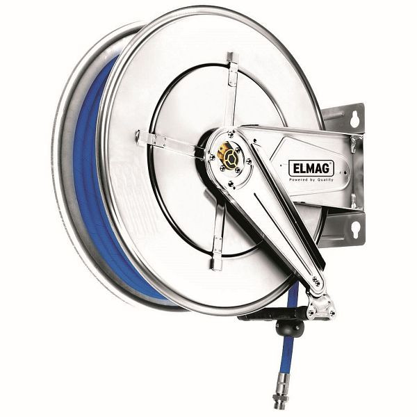 ELMAG industriële slanghaspel RVS '534/22' voor perslucht en water 130°C, 25 m, 1/2', 100 bar, 43532
