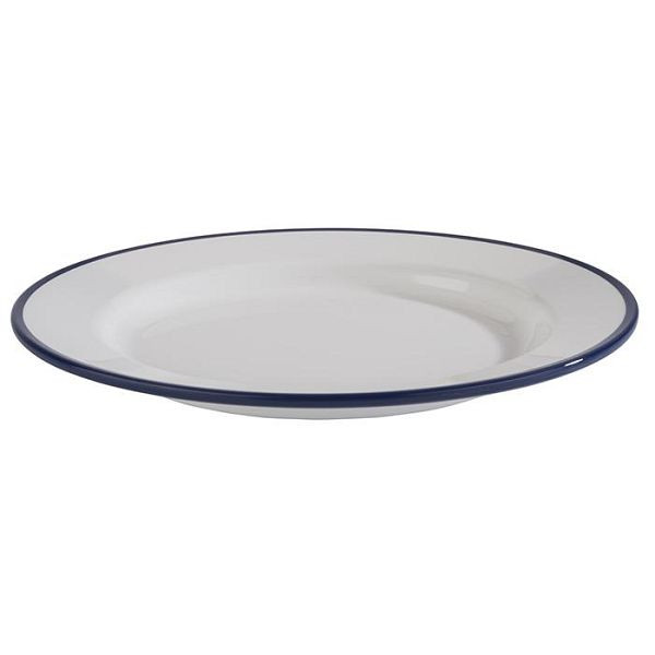 APS bord -ENAMEL LOOK-, Ø 20,5 cm, hoogte: 2 cm, melamine, wit, blauwe rand, 84950