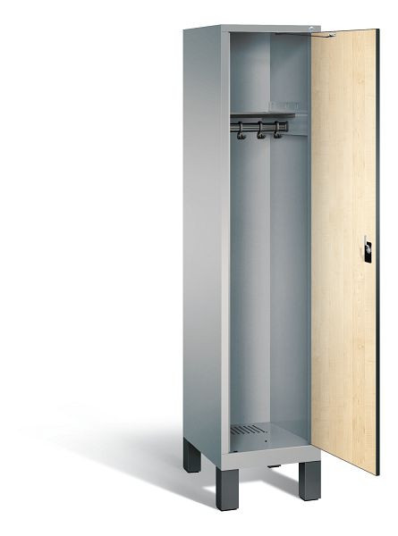 C+P Evolo garderobe, H1850xW420xD500mm, kleur: wit aluminium / Donau esdoorn decor, 48010-12 S10276