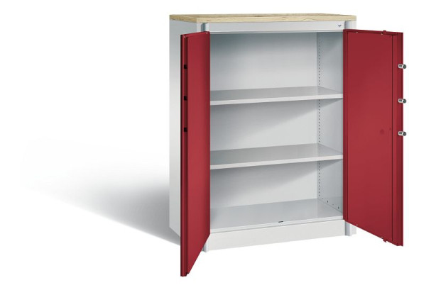 C+P brandbeveiligingskast Certos, H1226xW930xD500mm, kleur: lichtgrijs/robijnrood, handgreep, 3 OH, 1171-00 S10328