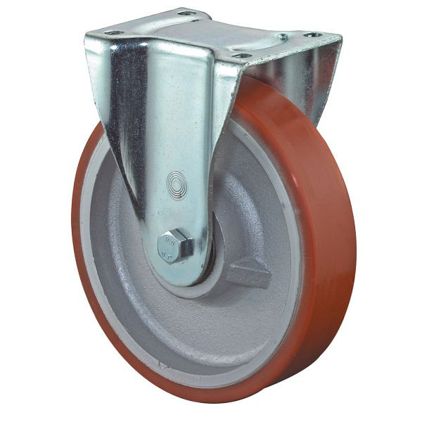 BS Rolls Zwaarlastwiel, bokwiel, wielbreedte 50 mm, wiel-Ø 200 mm, draagvermogen 1000 kg, polyurethaan gegoten 95 Shore A, gegoten, kogellager, L610.C10.200