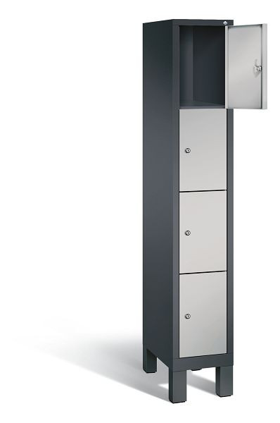 C+P lockerkast Evolo, H1850xB320xD500mm, kleur: zwart-grijs/wit aluminium, 48010-104 S10105