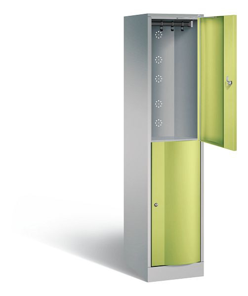 C+P locker dubbellaags Resisto, H1950xB396xD540mm, kleur: wit aluminium / virid green, 8270-172 S10056