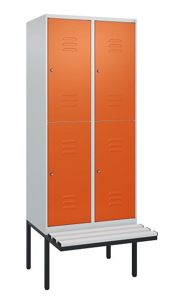 C+P dubbeldekskast Classic PLUS, 2 compartimenten, 2120x800x815mm, 7035/2004, cilindersloten, zwevende zitting, 0803407-22 S10185
