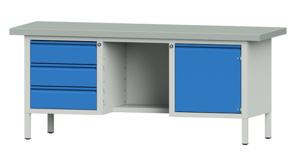 ANKE werkbanken kistwerkbank, model 355 E, 2000 x 700 x 850 mm, RAL 7035/5012, ZBP 50 mm, 510.415