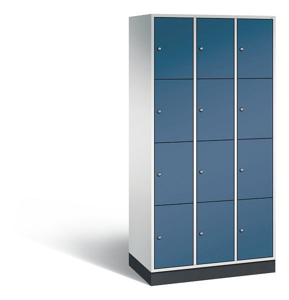 C+P Schließfachschrank Intro, 12 Fächer, H1950xB920xT490 mm, Grau/Fernblau, 8470-301 S10191