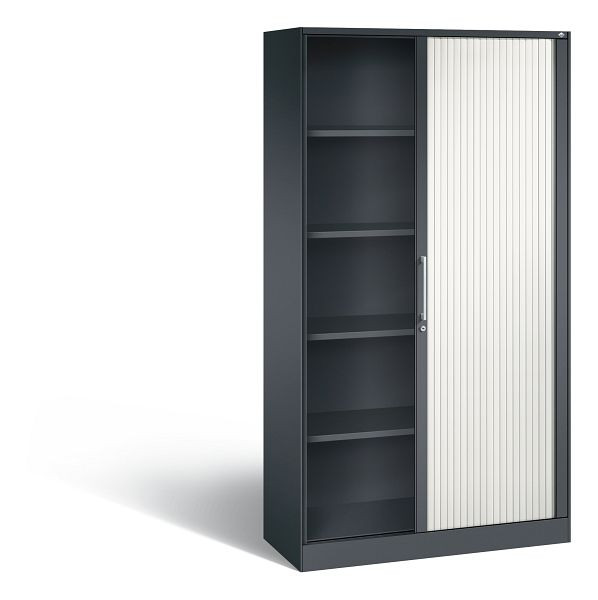 C+P rolluikkast Asisto, H1980xB1000xD435mm, kleur: zwartgrijs/verkeerswit, beugelgreep, 5 niveaus, 143002-000 S10079