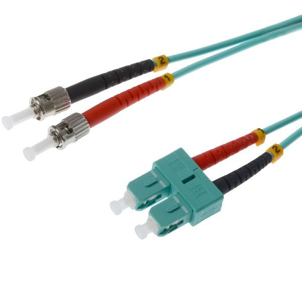 Helos glasvezel patchkabel SC/ST Duplex50/125µm OM3 aqua 5.0m, 126417