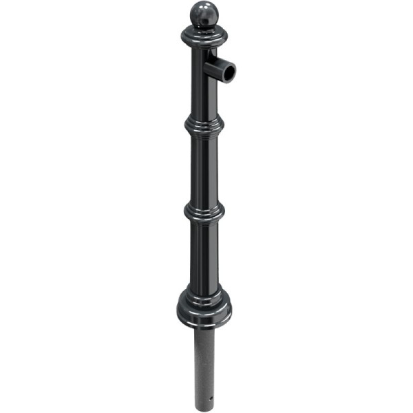 Stone HGS stijl beschermrailing, eindpaal voor bovenrail, conisch Ø 60-160mm, bovengrondse hoogte 900mm, voor inzetting in beton met grondanker, antracietgrijs (ijzermica), 495.01b