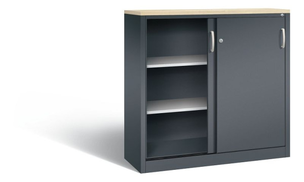 C+P dressoir met schuifdeuren Acurado, H1200xB1200xD400mm, kleur: antracietgrijs, beugelgreep, 3 niveaus, 2047-1200 S10413