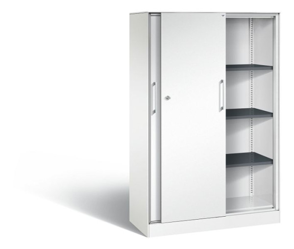 C+P schuifdeurkast Asisto, H1635xB1000xD435mm, kleur: verkeerswit, beugelgreep, 4 niveaus, 142012-000 S10058