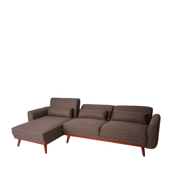 Mendler Sofa HWC-J20, bank hoekbank, L-vorm 3-zits ligvlak slaapfunctie stof/textiel, bruin, 75480+75481
