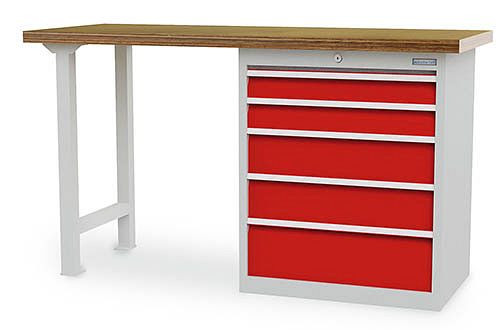 Bedrunka + Hirth serie werkbank R 24-16, 2x100VA, 2x150VA, 1x200VA, lade volledig uittrekbaar 100%, 75 kg, 03.068.221-75