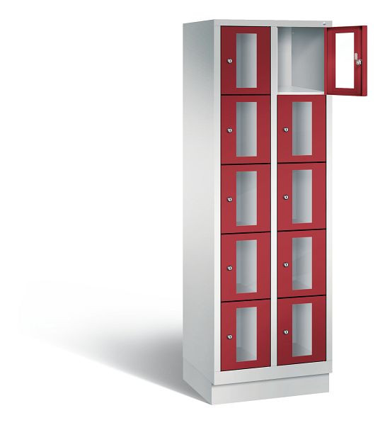 C+P lockerkast Classic, H1800xW610xD500mm, kleur: lichtgrijs/robijnrood, 8020A205 S10001