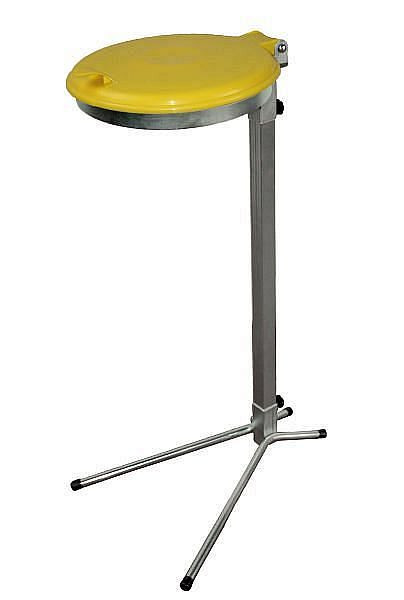 Renner vuilniszakkenstandaard 70-120 L, stationair, breedte 425 mm x diepte 525 mm x hoogte 985 mm, gegalvaniseerd, met gele kunststof deksel, 8005-11