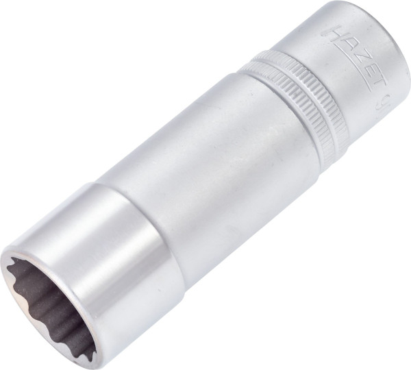 Hazet dopsleutelinzet, dubbele zeskant, hol vierkant 12,5 mm (1/2 inch), 21 mm, lange uitvoering met karteling, 900TZ-21