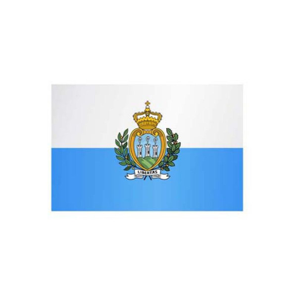 Stone HGS San Marino landvlag, 120 x 200 cm (liggend formaat), met touw en lus, FlagTop 160 g/m², voor vlaggenmasten 7 m, zonder ajourzoom, 27523