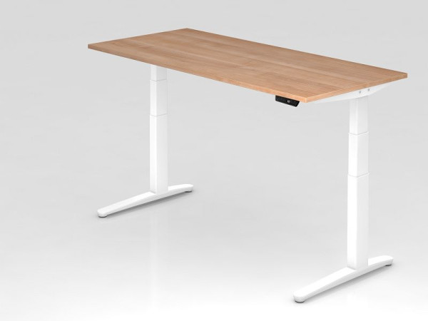 Hammerbacher elektrisch zit-sta bureau 180x80cm walnoot/wit, rechthoekige vorm, VXBHM19/N/WW