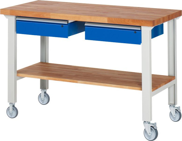 RAU verrijdbare werkbank 7002A7, 1500x700x1000mm, elk 2 bokwielen en zwenkwielen, 05-7002A7-157B4S22.11