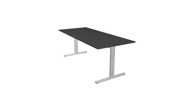 Kerkmann bureauvorm 2 - B 1800 x D 800 x H 700-820 mm met T-voetframe in aluminium zilver, antraciet, 11020713