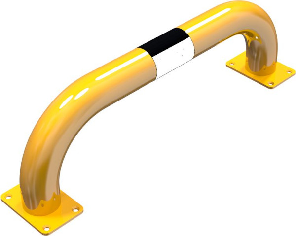 Schak-stootbescherming stalen buis Ø 76 mm geel/zwart, totale breedte: 750 mm, hoogte boven de grond: 250 mm, voor plugbevestiging, 477_02PBG