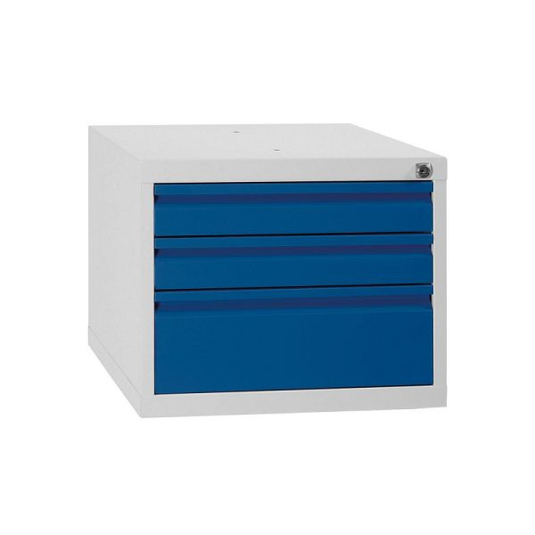 Lüllmann lademodule, 3 laden, 380 x 460 x 550 mm, lichtgrijs/gentiaanblauw, 808921