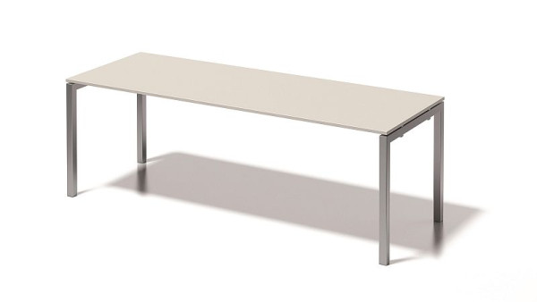 Bisley Cito bureau, 730 mm U-frame met vaste hoogte, H 19 x B 2200 x D 800 mm, grijswit/zilver, DUF2208GW355