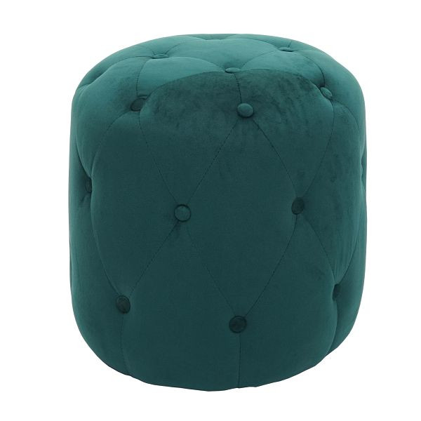Mendler kruk HWC-D22, kruk poef, 42x39cm, fluweel donkergroen, 74580