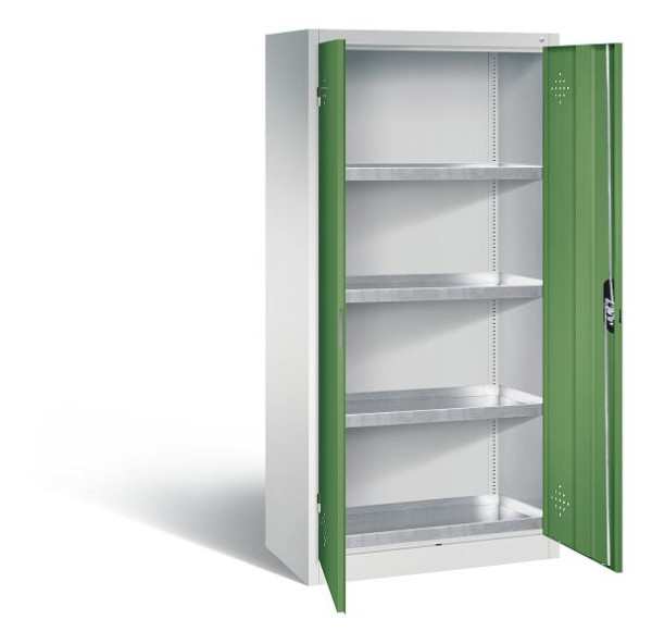 C+P Umweltschrank mit Stahlwannen, H1950xB930xT500 mm, Lichtgrau/Resedagrün, 8921-3155 S10009