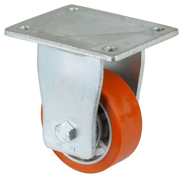BS Rollen Zwaarlastwiel, bokwiel, breedte 30 mm, Ø100 mm, tot 200 kg, polyurethaan gegoten 95 Shore A, aluminium wiellichaam, kogellager, RR110.B90.101