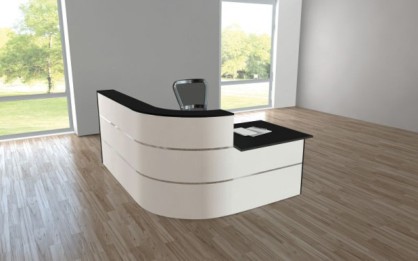 Kerkmann balie Cento 4, B 1950 x D 1800 x H 1100 mm, wit/antraciet, 21385310