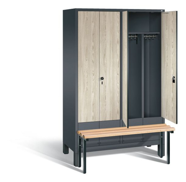 C+P zwart wit kastje Evolo, H1850xW1190xD815mm, kleur: antracietgrijs / decor Sen essen, 48032-40 S10115