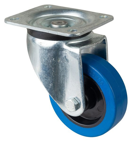 BS Rolls Zwaarlastwiel, wielbreedte 45 mm, wiel-Ø 125 mm, draagvermogen 140 kg, blauwe elastische banden, kunststof wiellichaam, rollager, L600.B61.125