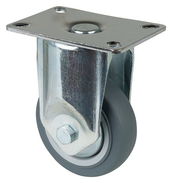 BS-wielen Zwaar apparatenwiel, wielbreedte 21 mm, wiel-Ø 80 mm, draagvermogen 80 kg, grijs rubber, kogellager, plaat, VE = 2 stuks, C110.A85.081