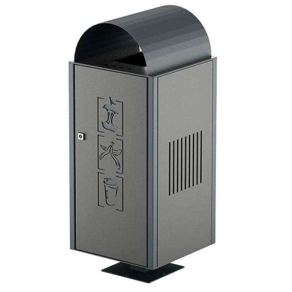 Stone HGS afvalbak -City 250- met asbak, om vast te schroeven, RAL 9005 diepzwart, DB702 grijsijzermica, 36649-12-16