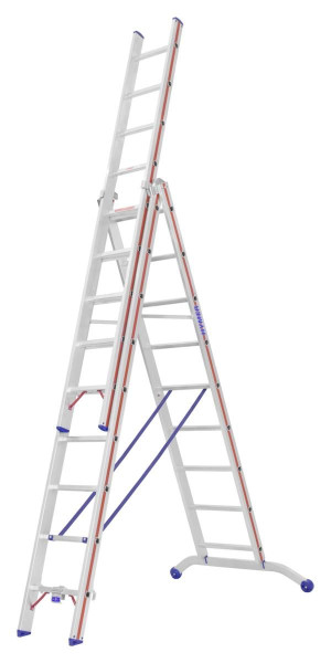 HYMER multifunctionele ladder, driedelig, 3x9 sporten, lengte ingeschoven 2,71 m / uitgeschoven 6,63 m, 604727
