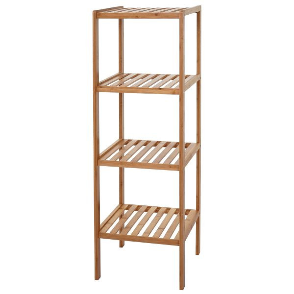Mendler badkamerplank HWC-B18, badkamer badkamerkast staande plank, bamboe, 110x34x33cm, 57551