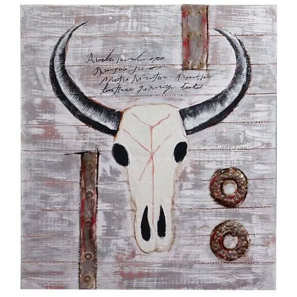 Mendler olieverf stier, 100% handgeschilderde muurschildering 3D foto schilderij XL, 100x90cm, 44751