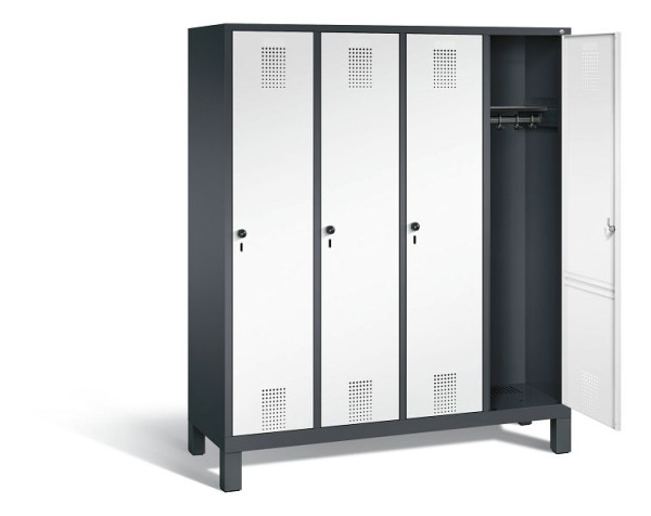 C+P garderobe Evolo, H1850xW1590xD500mm, kleur: zwartgrijs / verkeerswit, 48010-42 S10197