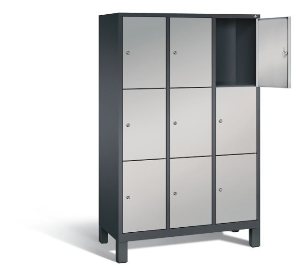 C+P lockerkast Evolo, H1850xB1200xD500mm, kleur: zwart-grijs/wit aluminium, 48010-323 S10159