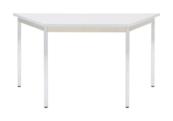 Bisley MULTI Desking multifunctionele tafel, trapezium, verchroomd, 25 mm, decor G grijs, H 740 x B 1400 x D 700 mm, MTC25T1407G399